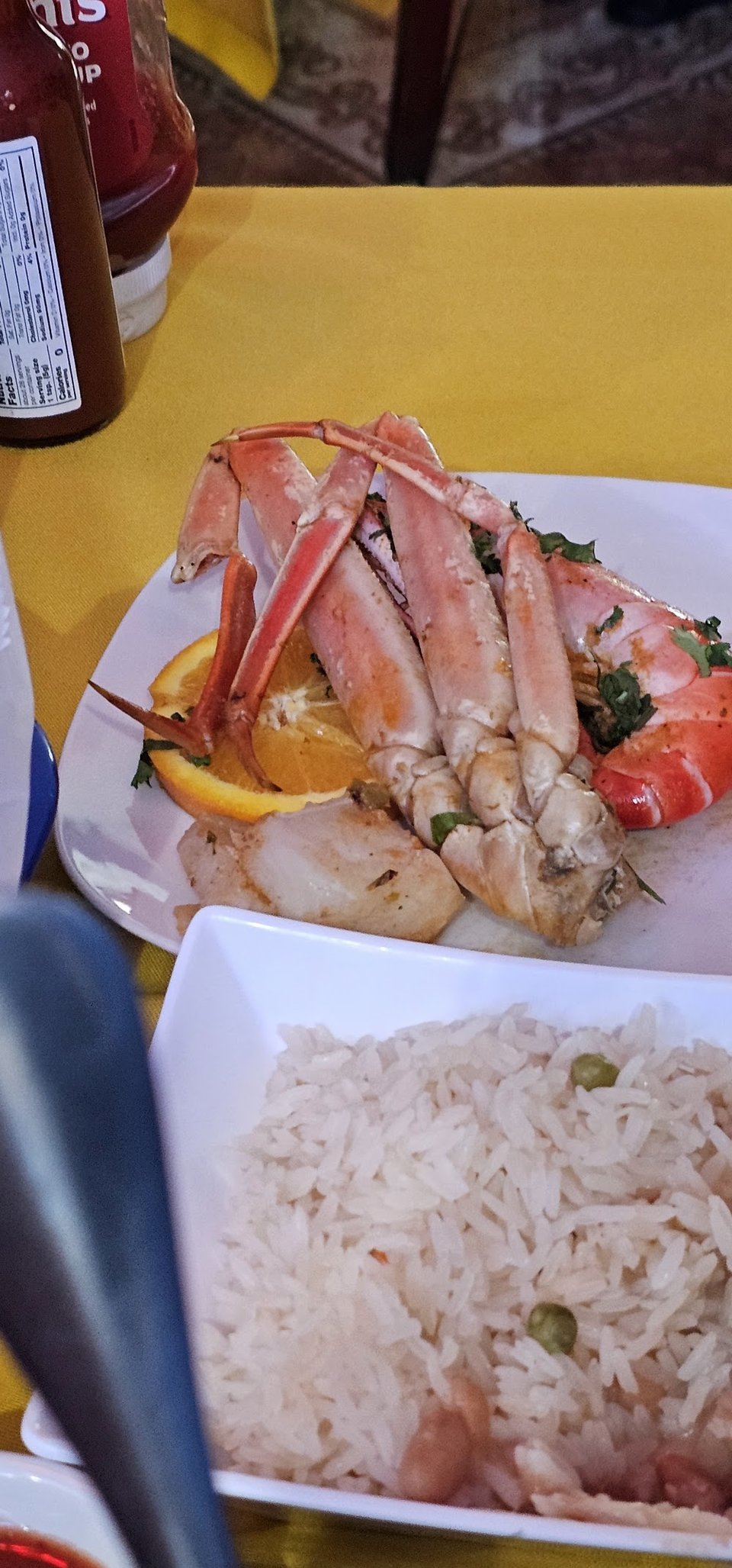 Menu page with seafood and cocktail sections.